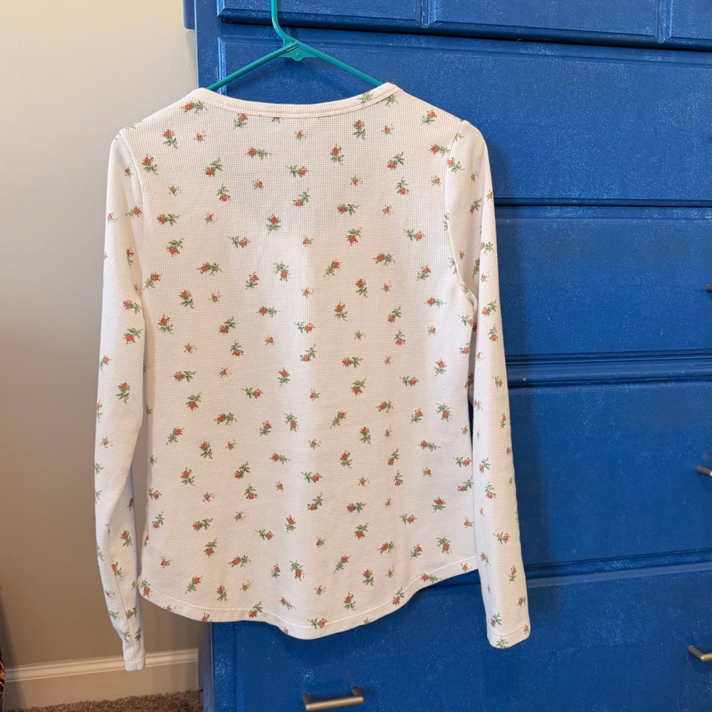 Lucky Brand Cream Floral Henley Long Sleeve Top - Picture 4 of 4